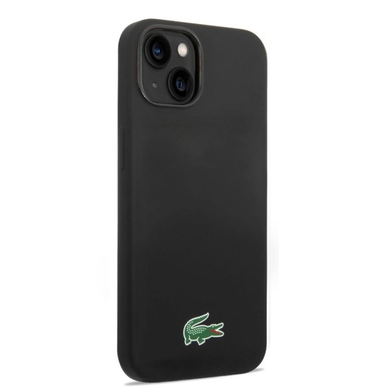 Husa Lacoste Liquid Silicone Croc Logo MagSafe pentru iPhone 13/14/15, Neagra (Bakr, LCHMP14SSLOK) by www.silkase.ro