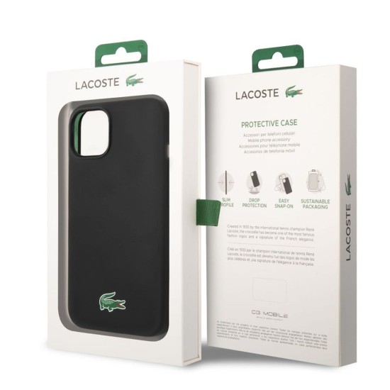 Husa Lacoste Liquid Silicone Croc Logo MagSafe pentru iPhone 13/14/15, Neagra (Bakr, LCHMP14SSLOK) by www.silkase.ro