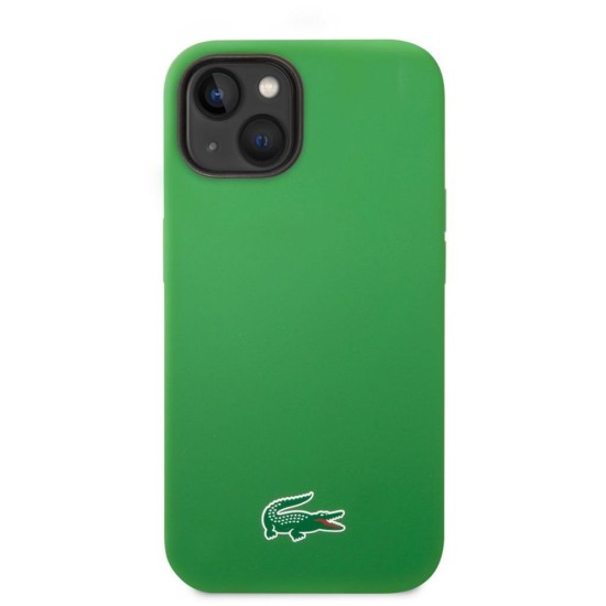 Husa Lacoste Liquid Silicone Croc Logo MagSafe pentru iPhone 13/14/15, Verde (Bakr, LCHMP14SSLON) by www.silkase.ro