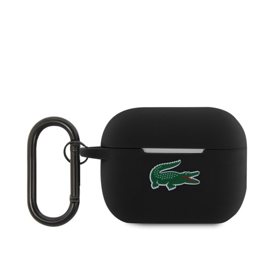 Husa Lacoste Liquid Silicone Croc Logo pentru AirPods Pro - Black (Bakr, LCAPSLOK) by www.silkase.ro