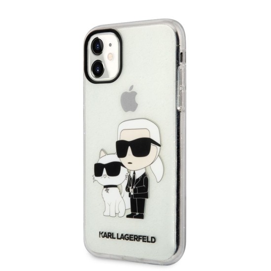 Husa Karl Lagerfeld IML Glitter Karl and Choupette NFT pentru iPhone 11, Transparenta (Bakr, KLHCN61HNKCTGT) by www.silkase.ro