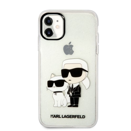 Husa Karl Lagerfeld IML Glitter Karl and Choupette NFT pentru iPhone 11, Transparenta (Bakr, KLHCN61HNKCTGT) by www.silkase.ro