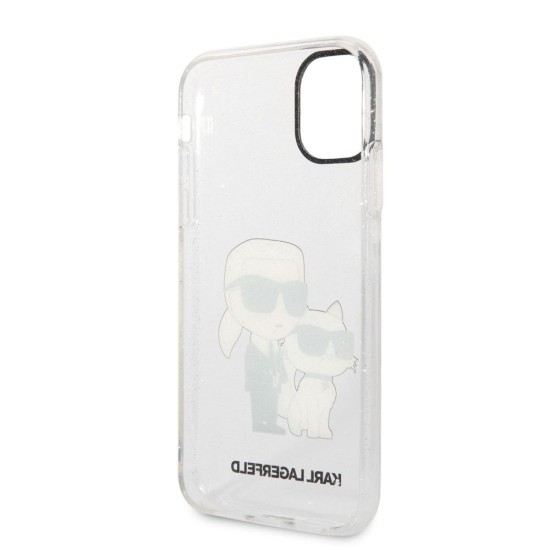 Husa Karl Lagerfeld IML Glitter Karl and Choupette NFT pentru iPhone 11, Transparenta (Bakr, KLHCN61HNKCTGT) by www.silkase.ro