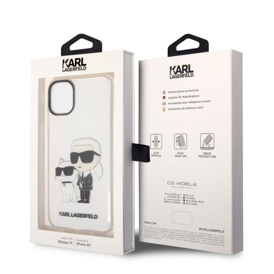 Husa Karl Lagerfeld IML Glitter Karl and Choupette NFT pentru iPhone 11, Transparenta (Bakr, KLHCN61HNKCTGT) by www.silkase.ro
