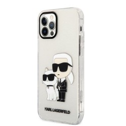 Husa Karl Lagerfeld IML Glitter Karl and Choupette NFT pentru iPhone 12 / 12 Pro, Transparenta