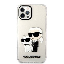 Husa Karl Lagerfeld IML Glitter Karl and Choupette NFT pentru iPhone 12 / 12 Pro, Transparenta