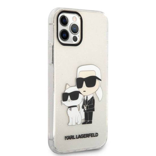 Husa Karl Lagerfeld IML Glitter Karl and Choupette NFT pentru iPhone 12 / 12 Pro, Transparenta (Bakr, KLHCP12MHNKCTGT) by www.silkase.ro