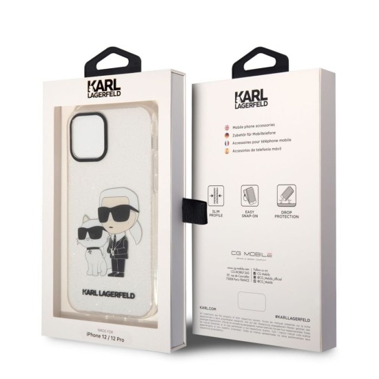 Husa Karl Lagerfeld IML Glitter Karl and Choupette NFT pentru iPhone 12 / 12 Pro, Transparenta (Bakr, KLHCP12MHNKCTGT) by www.silkase.ro