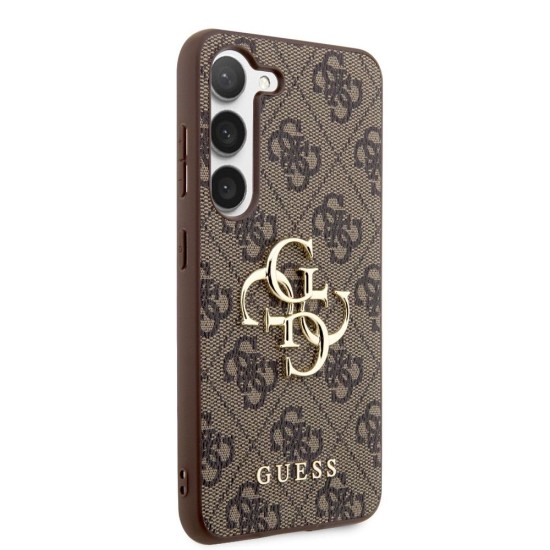 Husă Guess PU 4G Metal Logo pentru Samsung Galaxy S23, Brown (Bakr, GUHCS23S4GMGBR) by www.silkase.ro