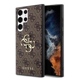 Husa Guess PU 4G Metal Logo pentru Samsung Galaxy S23 Ultra, Maro