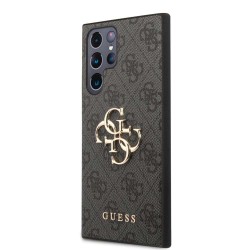 Husa Guess PU 4G Metal Logo pentru Samsung Galaxy S23 Ultra, Gri