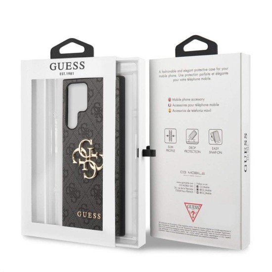 Husa Guess PU 4G Metal Logo pentru Samsung Galaxy S23 Ultra, Gri (Bakr, GUHCS23L4GMGGR) by www.silkase.ro