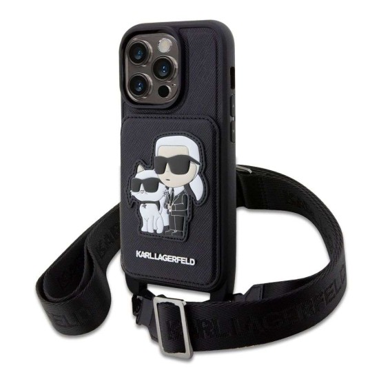 Husa Crossbody Karl Lagerfeld Saffiano Karl and Choupette pentru iPhone 14 Pro, Neagra Husa Crossbody Karl Lagerfeld Saffiano Karl and Choupette pentru iPhone 14 Pro, Neagra (Bakr, KLHCP14LCSAKCPMK) by www.silkase.ro