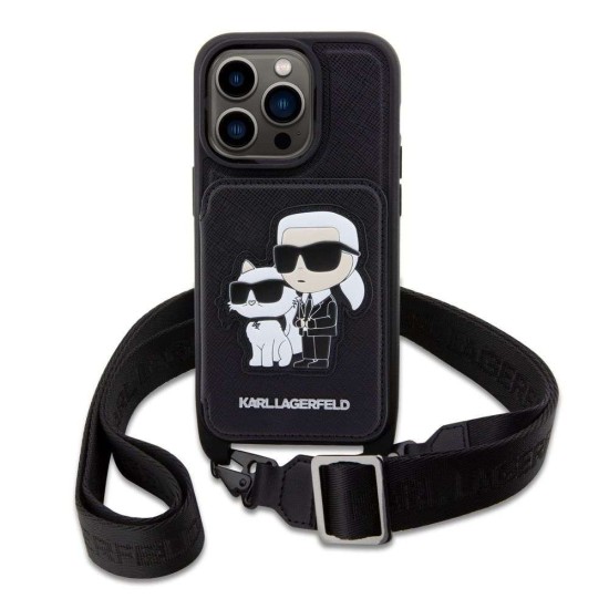 Husa Crossbody Karl Lagerfeld Saffiano Karl and Choupette pentru iPhone 14 Pro, Neagra Husa Crossbody Karl Lagerfeld Saffiano Karl and Choupette pentru iPhone 14 Pro, Neagra (Bakr, KLHCP14LCSAKCPMK) by www.silkase.ro