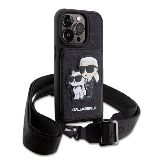 Husa Crossbody Karl Lagerfeld Saffiano Karl and Choupette pentru iPhone 14 Pro, Neagra Husa Crossbody Karl Lagerfeld Saffiano Karl and Choupette pentru iPhone 14 Pro, Neagra (Bakr, KLHCP14LCSAKCPMK) by www.silkase.ro