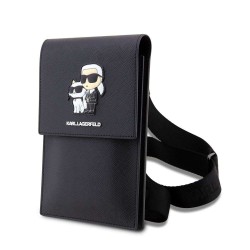 Geantă de Umăr / Portofel Telefon Karl Lagerfeld Saffiano Metal Logo NFT, Neagra