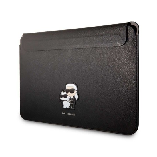 Husa Laptop Karl Lagerfeld Saffiano Karl and Choupette 13/14", Neagra (Bakr, KLCS14SAKCPMK) by www.silkase.ro