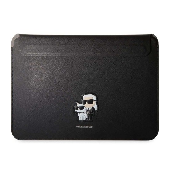 Husa Laptop Karl Lagerfeld Saffiano Karl and Choupette 13/14", Neagra (Bakr, KLCS14SAKCPMK) by www.silkase.ro