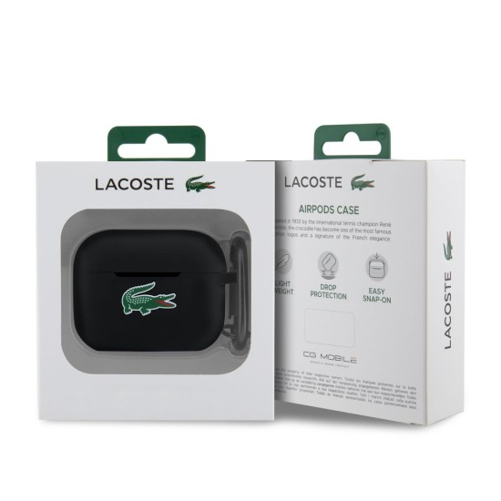 Husa Lacoste Liquid Silicone Croc Logo pentru AirPods Pro 2, Black (Bakr, LCAP2SLOK) by www.silkase.ro
