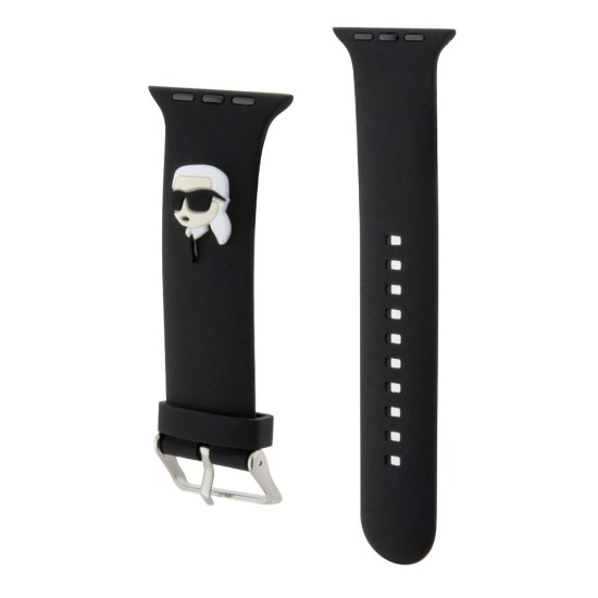 Curea Karl Lagerfeld NFT Karl Head pentru Apple Watch 42/44/45/49mm, Neagra (Bakr, KLAWLSLKNK) by www.silkase.ro