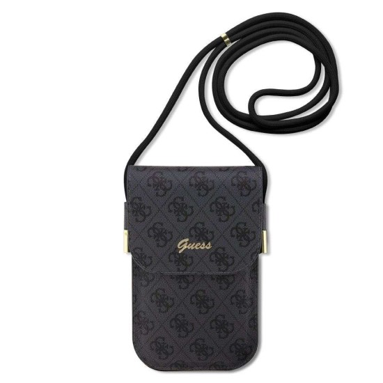 Geantă de Umăr / Portofel Telefon Guess PU 4G Metal Logo Script, Neagra (Bakr, GUOWBP4SNSK) by www.silkase.ro