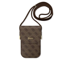Geantă de Telefon Guess PU 4G Metal Logo Script Brown