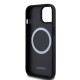 Husa Lacoste Iconic Petit Pique Woven Logo MagSafe pentru iPhone 15, Black (Bakr, LCHMP15SPVCK) by www.silkase.ro