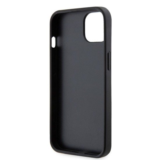 Husa Guess PU 4G Strass Triangle Metal Logo pentru iPhone 15, Black (Bakr, GUHCP15SP4TDPK) by www.silkase.ro