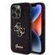 Husa Guess PU Fixed Glitter 4G Metal Logo pentru iPhone 15 Pro, Neagra (Bakr, GUHCP15LHG4SGK) by www.silkase.ro