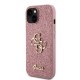 Husa Guess PU Fixed Glitter 4G Metal Logo pentru iPhone 15, Roz (Bakr, GUHCP15SHG4SGP) by www.silkase.ro
