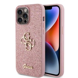 Husa Guess PU Fixed Glitter 4G Metal Logo pentru iPhone 15 Pro Max, Roz