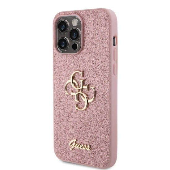 Husa Guess PU Fixed Glitter 4G Metal Logo pentru iPhone 15 Pro Max, Roz (Bakr, GUHCP15XHG4SGP) by www.silkase.ro