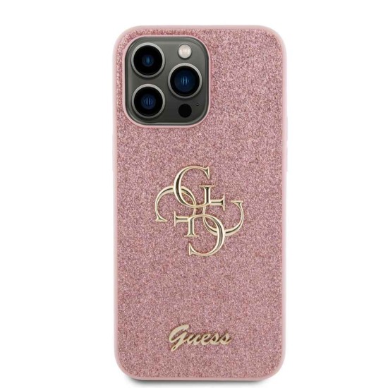 Husa Guess PU Fixed Glitter 4G Metal Logo pentru iPhone 15 Pro Max, Roz (Bakr, GUHCP15XHG4SGP) by www.silkase.ro