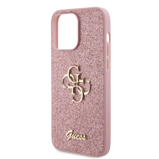 Husa Guess PU Fixed Glitter 4G Metal Logo pentru iPhone 15 Pro Max, Roz (Bakr, GUHCP15XHG4SGP) by www.silkase.ro