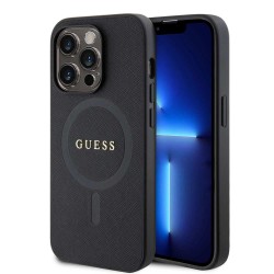 Husa Guess PU Saffiano MagSafe pentru iPhone 15 Pro Max, Neagra