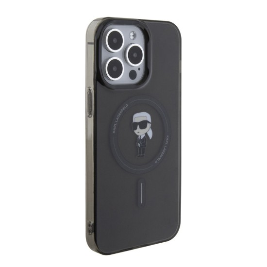 Husa Karl Lagerfeld IML Ikonik MagSafe pentru iPhone 15 Pro Max, Neagra (Bakr, KLHMP15XHFCKNOK) by www.silkase.ro