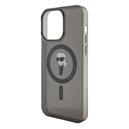 Husa Karl Lagerfeld IML Ikonik MagSafe pentru iPhone 15 Pro Max, Neagra (Bakr, KLHMP15XHFCKNOK) by www.silkase.ro
