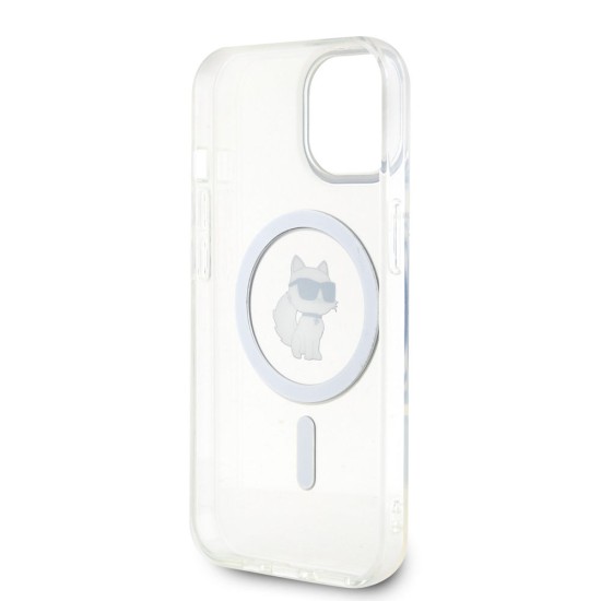 Husa Karl Lagerfeld IML Choupette MagSafe pentru iPhone 15, Transparenta (Bakr, KLHMP15SHFCCNOT) by www.silkase.ro
