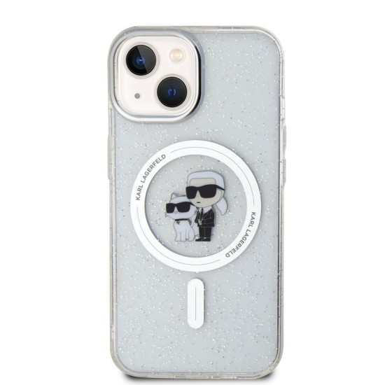 Husa Karl Lagerfeld IML Glitter Karl and Choupette MagSafe pentru iPhone 15, Transparenta (Bakr, KLHMP15SHGKCNOT) by www.silkase.ro