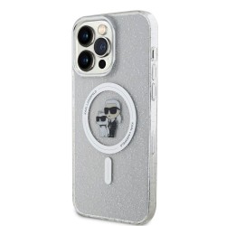Husa Karl Lagerfeld IML Glitter Karl and Choupette MagSafe pentru iPhone 15 Pro Max, Transparenta