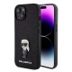 Husa Karl Lagerfeld Fixed Glitter Metal Ikonik pentru iPhone 15, Neagra (Bakr, KLHCP15SGKNPSK) by www.silkase.ro