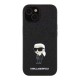Husa Karl Lagerfeld Fixed Glitter Metal Ikonik pentru iPhone 15, Neagra (Bakr, KLHCP15SGKNPSK) by www.silkase.ro