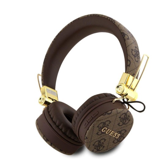 Căști Wireless Over-Ear Guess PU Leather 4G Metal Logo, Maro (Bakr, GUBH704GEMW) by www.silkase.ro
