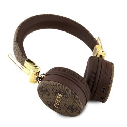 Căști Wireless Over-Ear Guess PU Leather 4G Metal Logo, Maro