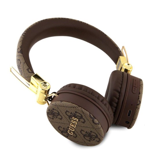 Căști Wireless Over-Ear Guess PU Leather 4G Metal Logo, Maro (Bakr, GUBH704GEMW) by www.silkase.ro