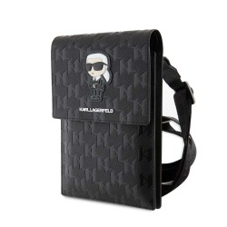 Geantă de Umăr / Portofel Telefon Karl Lagerfeld Saffiano Monogram Ikonik NFT, Neagra