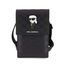 Geantă de Umăr / Portofel Telefon Karl Lagerfeld Saffiano Monogram Ikonik NFT, Neagra Geantă de Umăr / Portofel Telefon Karl Lagerfeld Saffiano Monogram Ikonik NFT, Neagra