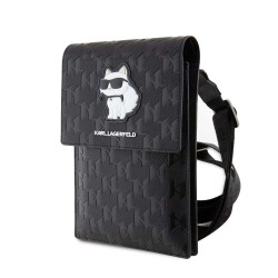 Geantă de Umăr / Portofel Telefon Karl Lagerfeld Saffiano Monogram Choupette NFT, Neagra