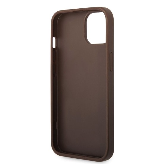 Husa Guess PU 4G Metal Logo pentru iPhone 15, Maro (Bakr, GUHCP15S4GMGBR) by www.silkase.ro