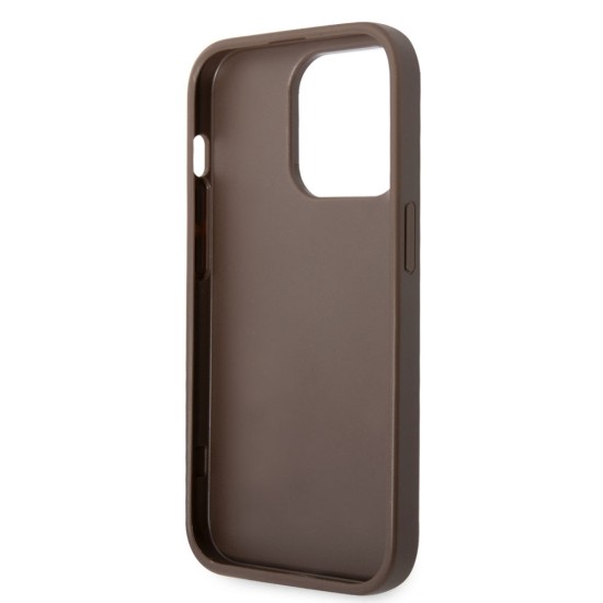 Husa Guess PU 4G Metal Logo pentru iPhone 15 Pro, Maro (Bakr, GUHCP15L4GMGBR) by www.silkase.ro